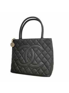 Chanel Tote Bag Reissue Caviar Leather Black Silver